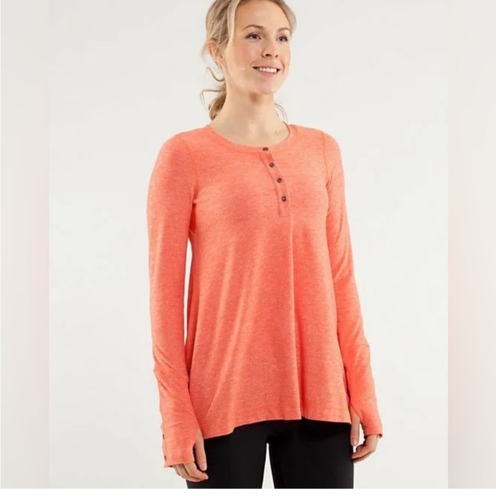 Lululemon Ride On Henley Dazzling Orange / Heathered Orange